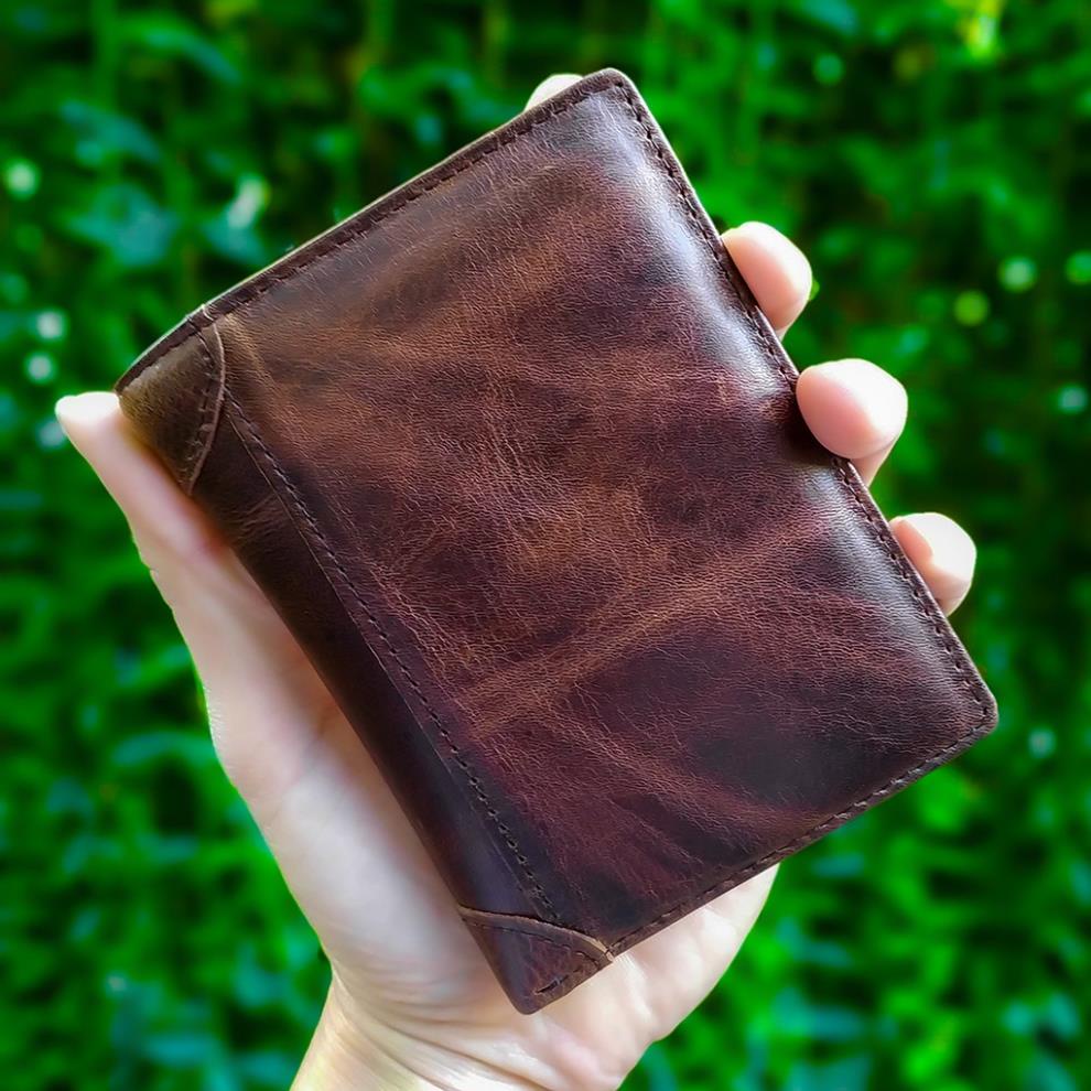 ví nam da bò sáp chất Men cá tính bền đẹp dáng đứng nhiều ngăn chứa Handmade tại Việt Nam !