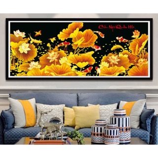 Tranh thêu chữ thập cửu ngư quần hội Mn0040 200x95cm