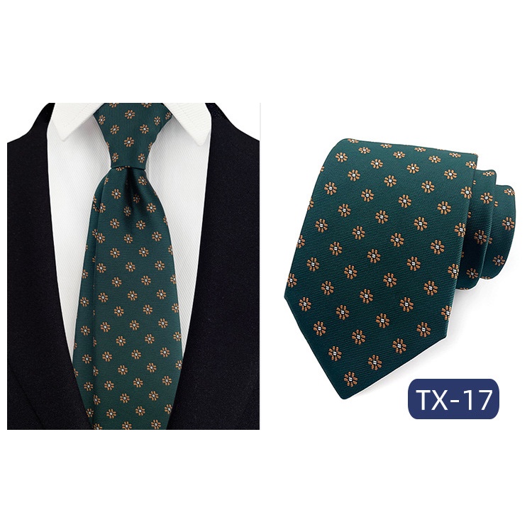 Cà vạt 8cm vải Jacquard dệt họa tiết hoa chấm bi Paisley thời trang công sở dự tiệc cho nam