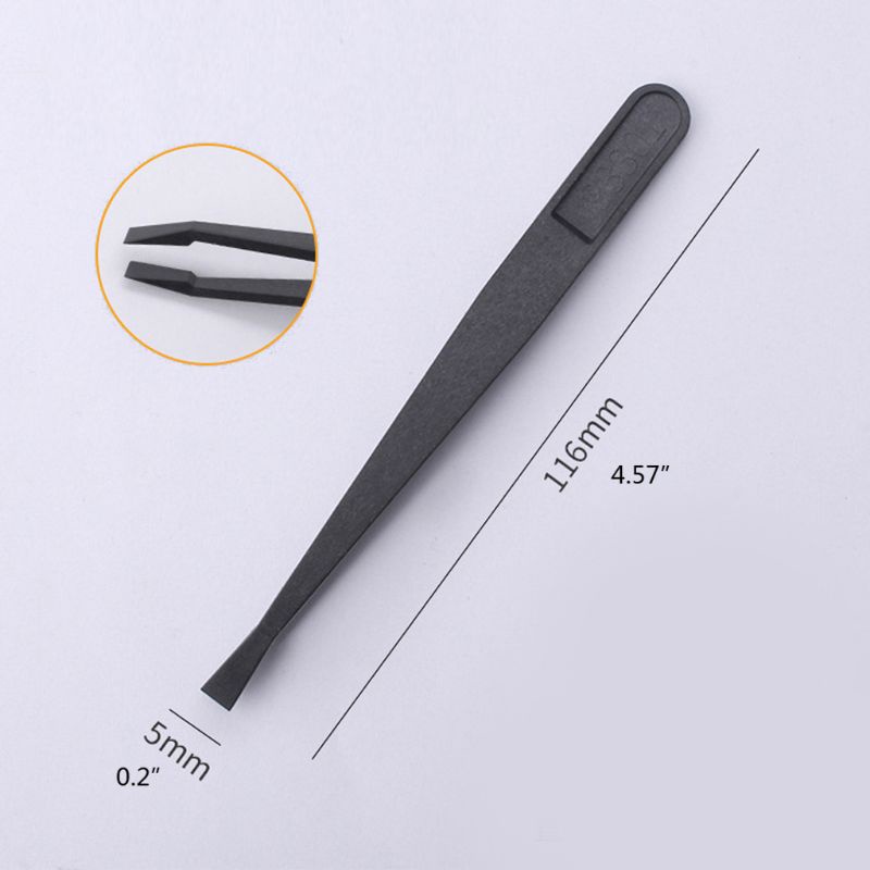 SHAS 1 Set Precision Plastic Tweezers Anti Static Black Carbon Fiber DIY Repair Nippers Kit for Electronics Phones Jewelry Making Repairing
