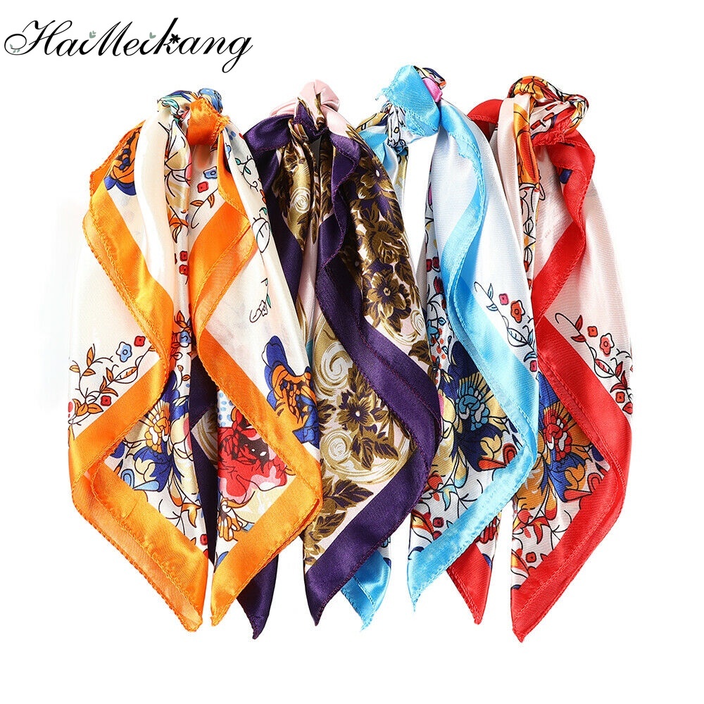 Khăn vuông HAIMEIKANG kiểu bandana in họa tiết phong cách bohemian cho nữ kích thước 50*50cm