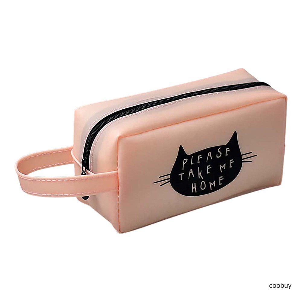 Hộp bút silicon cỡ lớn đựng vừa máy tính hình mèo dễ thương