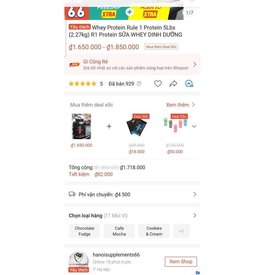 RULE 1  R1 Sữa Dinh Dưỡng Tăng Cơ Rule 1 Protein 5Lbs 2.27kg - Rule 1 Protein Hà Nội Supplement