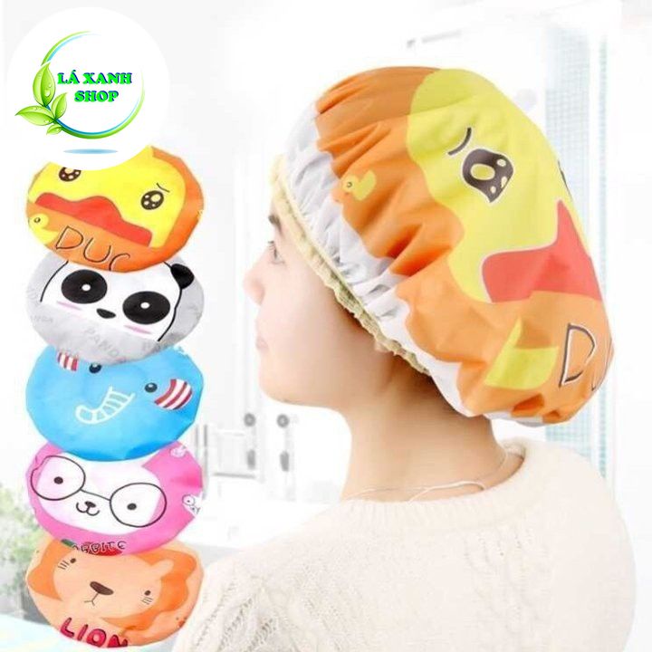 Mũ Tắm Trùm Tóc ĐỘI ĐẦU BẠN GÁI HOẠT HÌNH - Nón Tắm Hình Thú Tránh Ướt Tóc - Mũ Chụp Ủ Tóc Có Thu