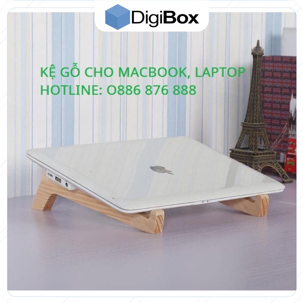 Giá đỡ laptop bằng gỗ thông kê tản nhiệt cho máy tính, macbook gọn nhẹ, thiết kế chắc chắn