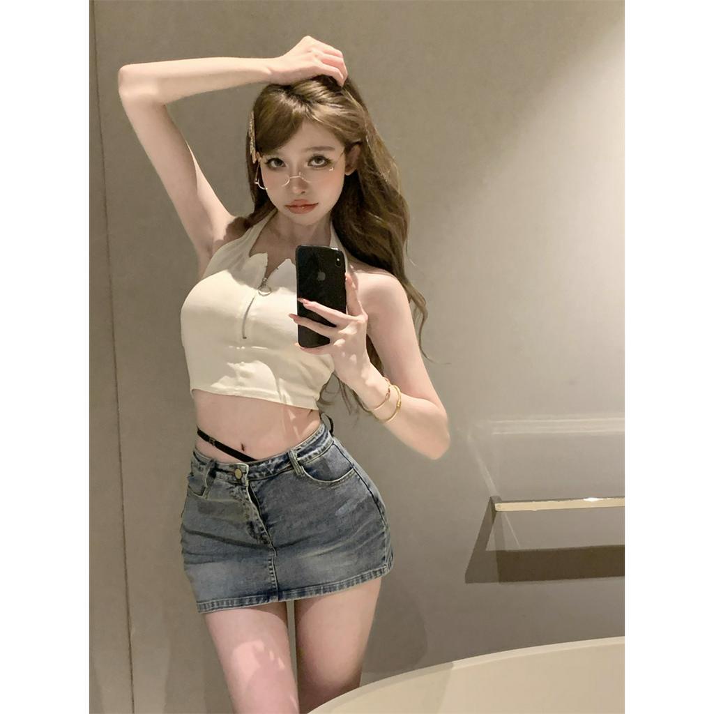 QADCOL Chân váy jean Lưng Cao Ôm Dáng Phong Cách Retro Thời Trang Mùa Hè Cho Nữ