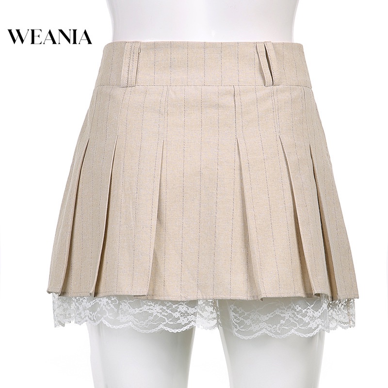 Chân Váy Ren Xếp Li Lưng Cao Thời Trang Dành Cho Nữ