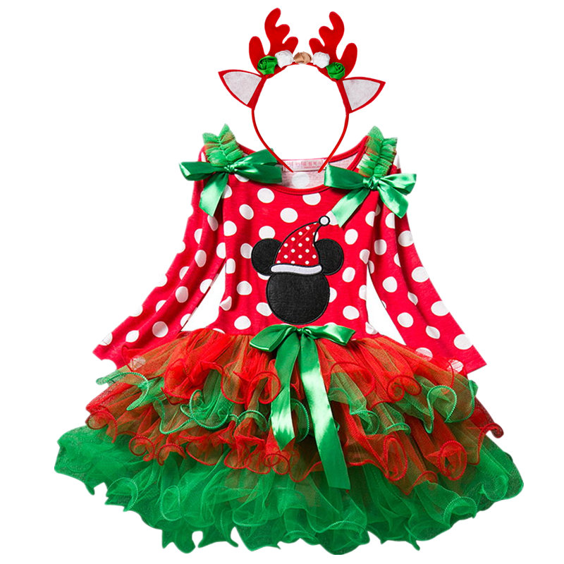 Đầm xòe hình búp bê/ông già nô-en/người tuyết cho bé gái