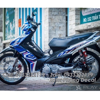 Tem suzuki axelo 125 trắng xanh gp