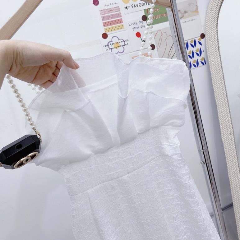 [ 𝐅𝐑𝐄𝐄 𝐒𝐇𝐈𝐏 ] VÁY TRẮNG XỐP SẦN THIẾT KẾ NGỰC PHỐI TƠ 2S NGỌC