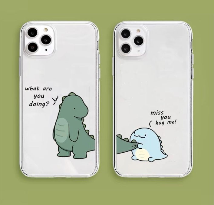 Ốp Lưng Iphone 11 Pro Max X Xs 6+ 7+ 8+ Plus Cute Dễ Thương Dinosaur Couple Bảo Vệ TPU Soft Case Phụ Kiện Iphone 12 Pro Max Housing Casing Love Cover Ip6 Ip6s Ip7 Ip8 Ipx Ipxs Ipxr Ip11pro