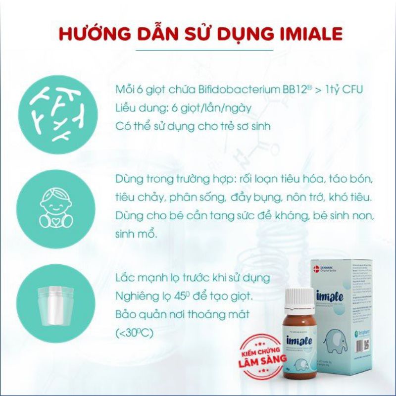 Men vi sinh IMIALE - Hỗ trợ trẻ rối loạn tiêu hóa, táo bón, biếng ăn (lọ 8ml)