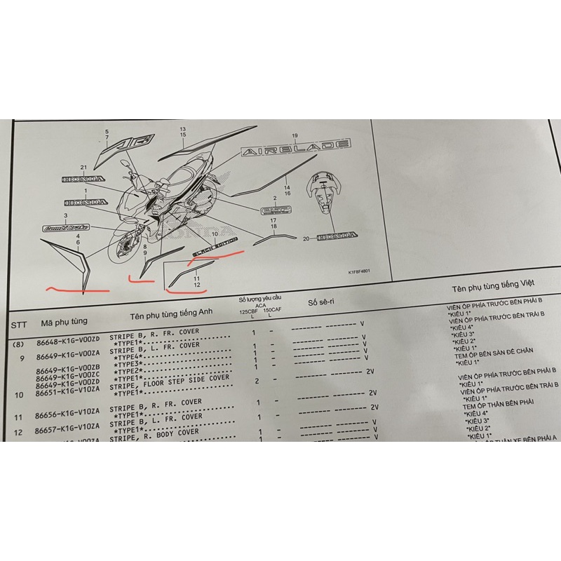 Tem AB 2021 Airblade chính hãng Honda.