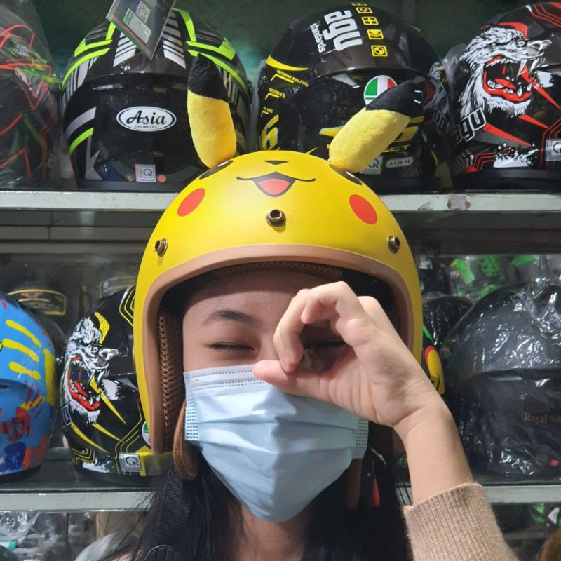 mũ bảo hiểm 3/4 pikachu các màu