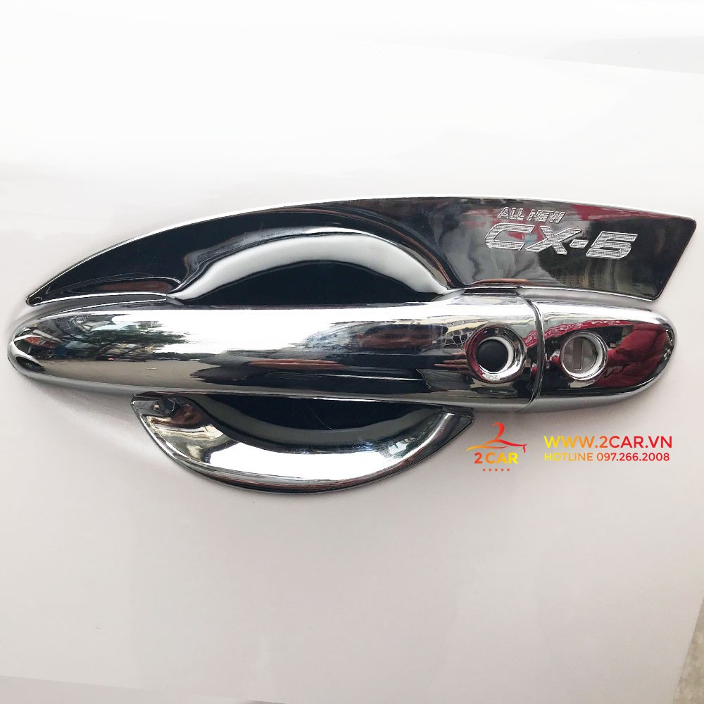 Bộ ốp tay, hõm xe Mazda Cx5 2018-2020 mạ crom, bản có khóa từ