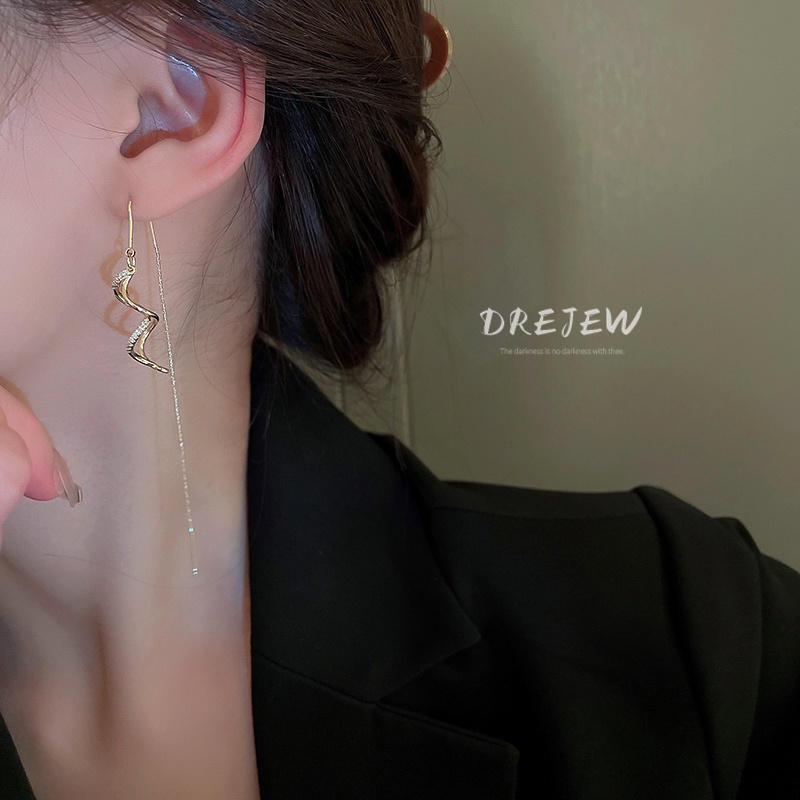 DREJEW Bông Tai Dáng Dài Đính Đá Zircon Phong Cách Nhật Hàn Thời Trang Cho Nữ 1