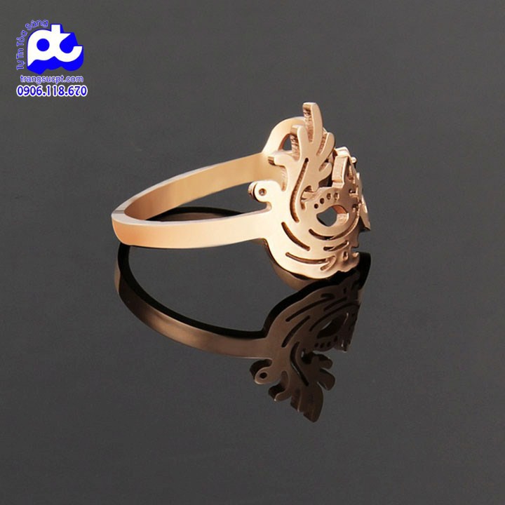 Nhẫn titan nữ freesize mặt nạ cách điệu cao cấp thép không gỉ titanium