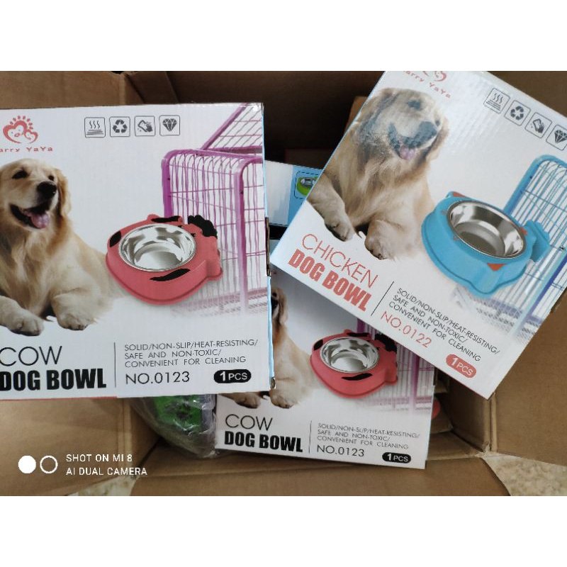 Bát ăn gắn chuồng cho chó mèo bằng inox
