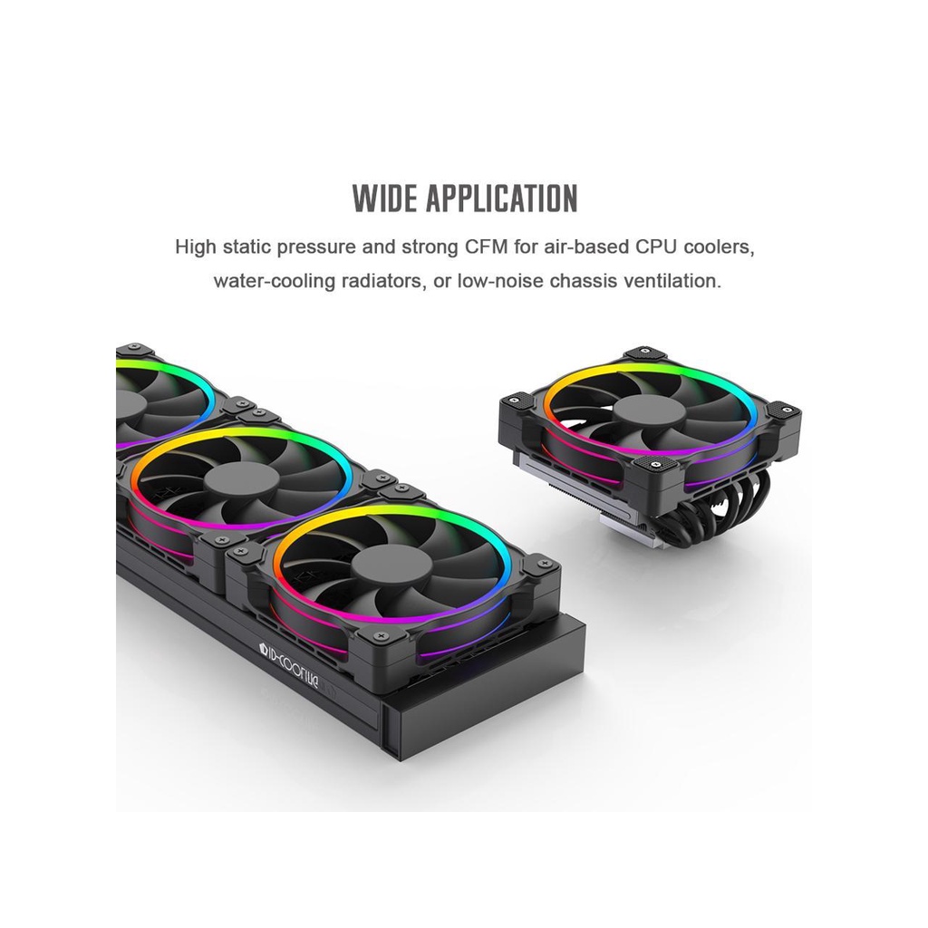 Bộ 3 quạt tản nhiệt ARGB ID-Cooling ZF-12025-RGB-TRIO led RING cực độc