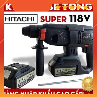 Máy khoan đục bê tông hitachi 118v 3 chức năng, 2 pin, không chổi than