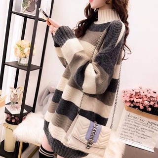 Váy len kẻ suông cổ 3 phân hàng quảng châu