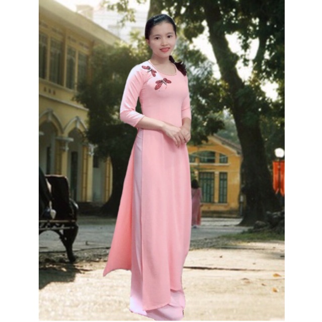 Áo dài đũi đính hạt (ảnh thật tự chụp)