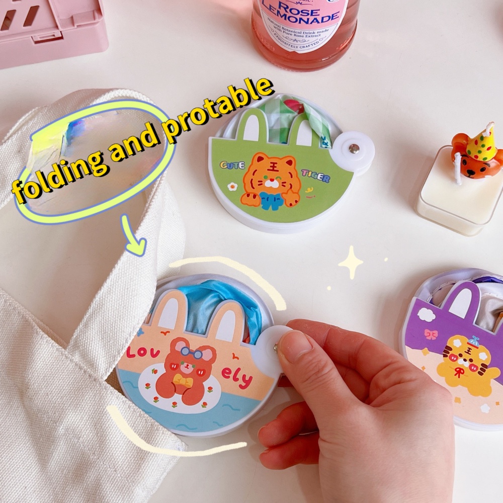 Quạt Xếp Mini Hình Gấu / Thỏ Dễ Thương Sáng Tạo Thích Hợp Làm Quà Tặng Cho Bạn Gái