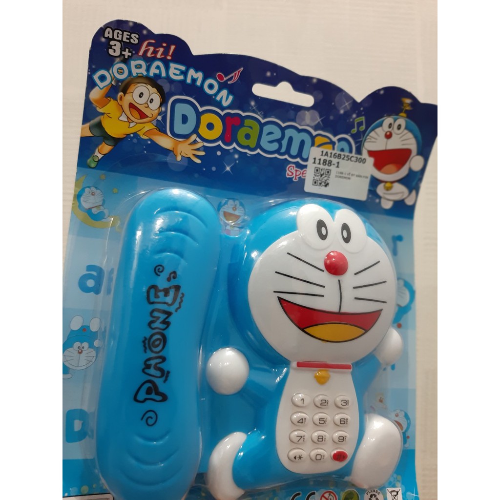 Đồ Chơi Phát Nhạc Kiểu Dáng Điện Thoại Bàn Hình Doraemon Dễ Thương Cho Bé (Tặng Kèm Pin)