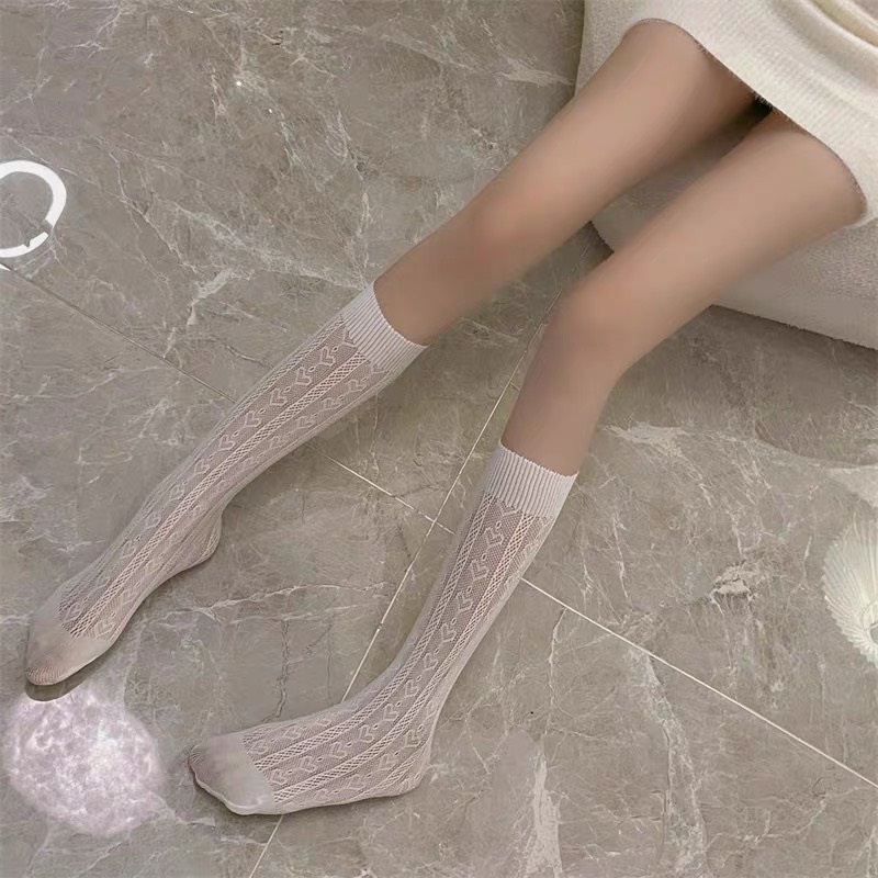 Tất ren lưới nữ ullzang Vớ ren viền trái tim ngọt ngào dễ thương