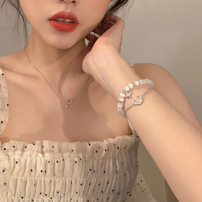 Vòng tay xỏ hạt / hình mặt trăng đính đá thanh lịch thời trang cho nữ
