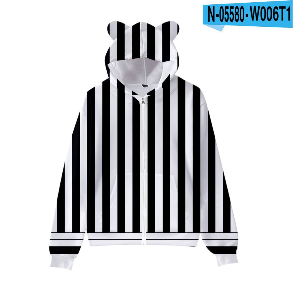 Áo Khoác Hoodie Có Khóa Kéo Hình Tai Mèo 3d Cho Người Lớn Và Trẻ Em