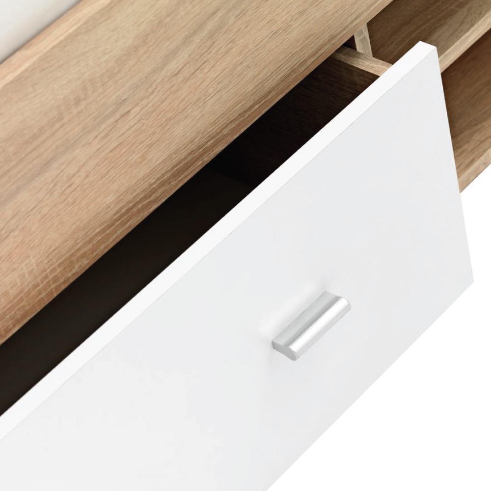 Khung giường JYSK Favrbo gỗ công nghiệp màu sồi/trắng 180x200cm