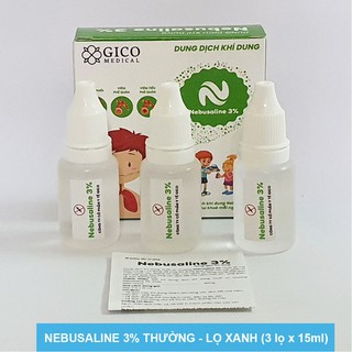 Nước muối ưu trương NEBUSALINE 3% ION BẠC, nước muối khí dung nhỏ mũi cho người viêm xoang