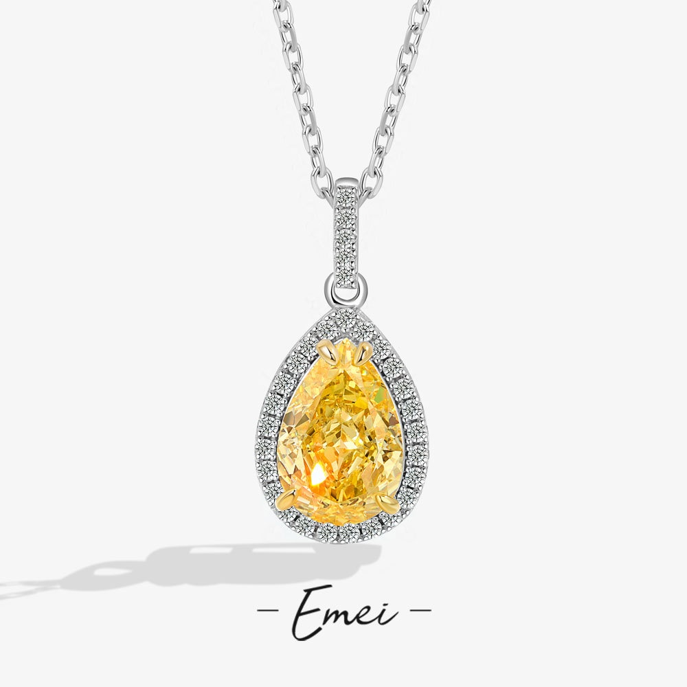 Vòng cổ Mặt Đá Zircon Hình Giọt Nước Màu Vàng