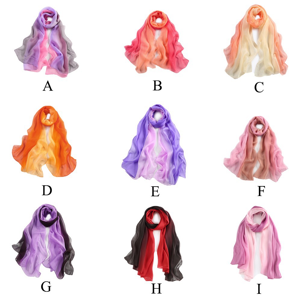 Stylish Gradient Color Women Silk Shawl Scarf | BigBuy360 - bigbuy360.vn