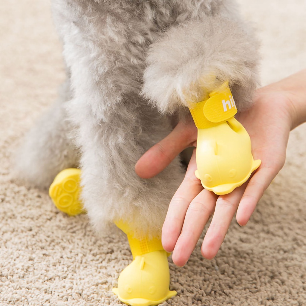 Bốt vật nuôi Dễ thương Phim hoạt hình không thấm nước Chó silicone Giày đi mưa có móc và vòng cho Pomeranian Bichon Teddy Hydrogen065