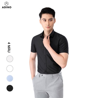 Áo sơ mi nam màu đen ngắn tay ADINO vải nến lụa sợi sồi modal dáng công sở slimfit hơi ôm trẻ trung CT103