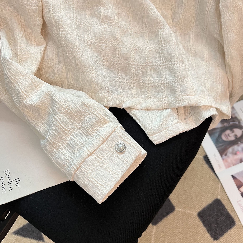 Áo Cardigan Mỏng Tay Dài Dáng Rộng Cổ Tròn Đính Hạt Cài Một Hàng Nút Đơn Phong Cách Retro Đơn Giản Mới Dành Cho Bạn