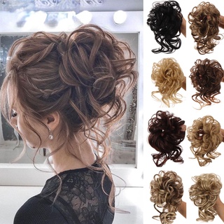 Búi Tóc Giả Xoăn Từ Sợi Tổng Hợp Màu Đen / Nâu Dành Cho Nữ