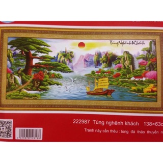 Tranh thêu chữ thập Tùng Nghênh Khách 222987 (138x63) chưa thêu