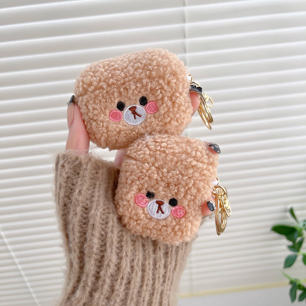 Vỏ Bọc Bảo Vệ Hộp Sạc Tai Nghe AirPods3 Gen AirPods3 2021 Phong Cách Mới Với Móc Khóa Kim Loại Hình Gấu Nâu Dễ Thương Ốp