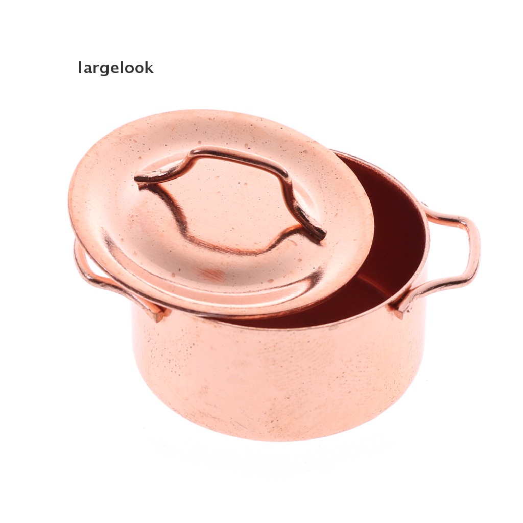 Nồi Nấu Ăn Có Nắp Bằng Đồng Tỉ Lệ 1 / 12 Trang Trí Nhà Búp Bê ♨Nóng Bỏng