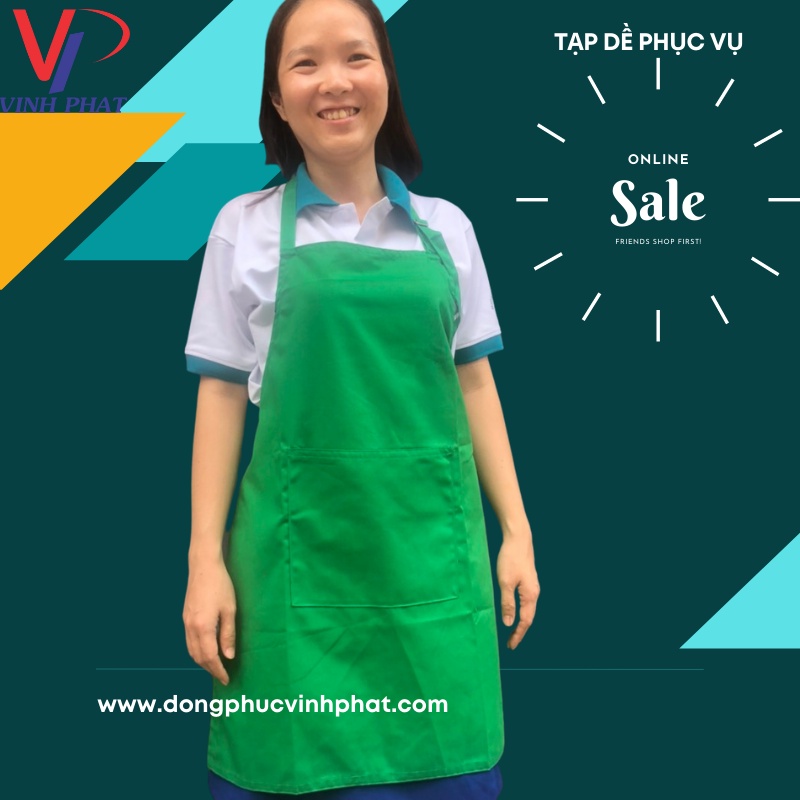 Tạp Dề Dài Đủ Màu Nam Nữ Đẹp - Nhân Viên Pha Chế Phục Vụ Quán Cafe, Tạp Dề Trơn