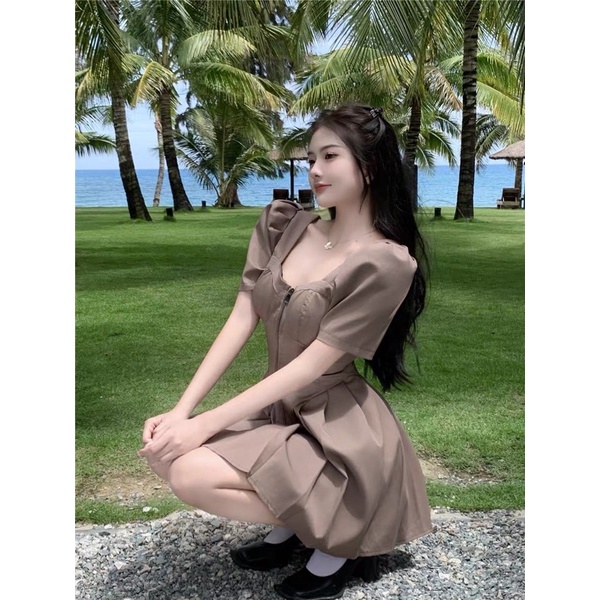 ✨💕Đầm dáng coè tay phồng màu nâu tây dang quá ạ