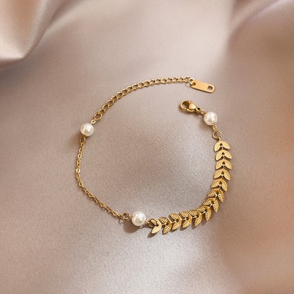 Vòng tay thép titan mạ vàng 14k phong cách Hàn Quốc xinh xắn dành cho nữ