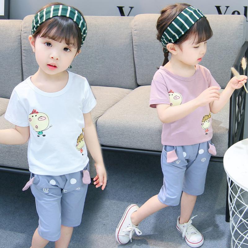 Set Áo Thun 3 Lỗ & Quần Short Cho Bé Gái Từ 0-5 Tuổi