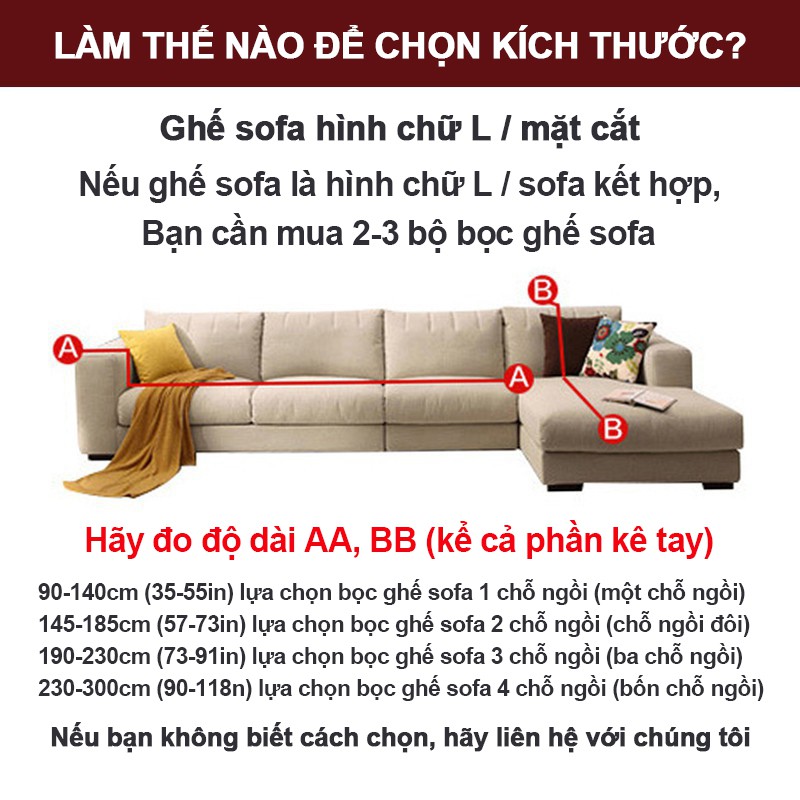 Bọc ghế sofa co giãn hình chữ L 1/2/3/4 chỗ ngồi đa chức năng