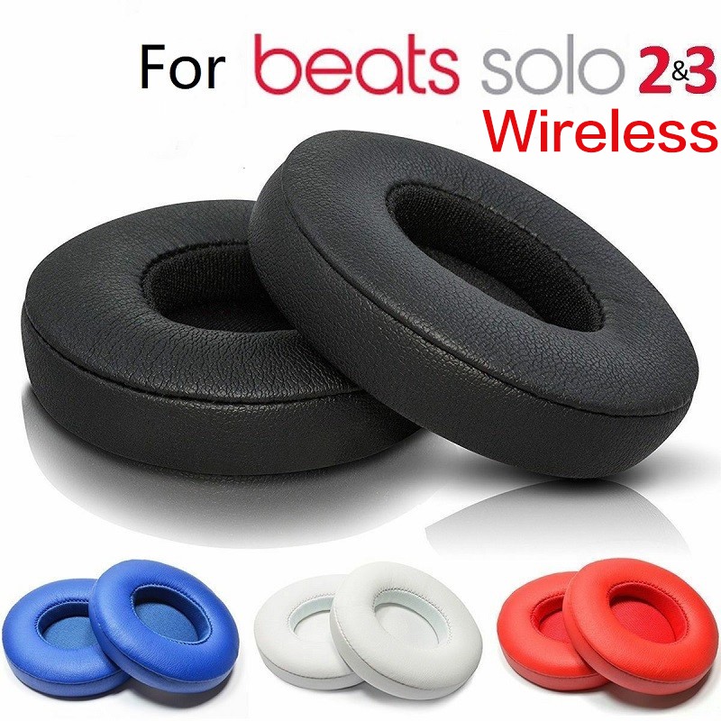 Solo 2/3 Wireless Earpads - Replacement Protein Leather &amp; Memory Foam Ear Cushion Cover for Beats Solo2/3 Wireless On Ear by Dr. Dre Headphones ONLY (NOT FIT Solo 2 Wired)