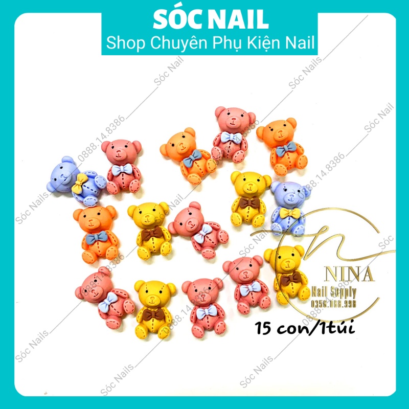 Charm Gấu Thạch Gắn Móng, Charm Hoạt Hình Trang Trí Nail Mix Màu Dễ Thương