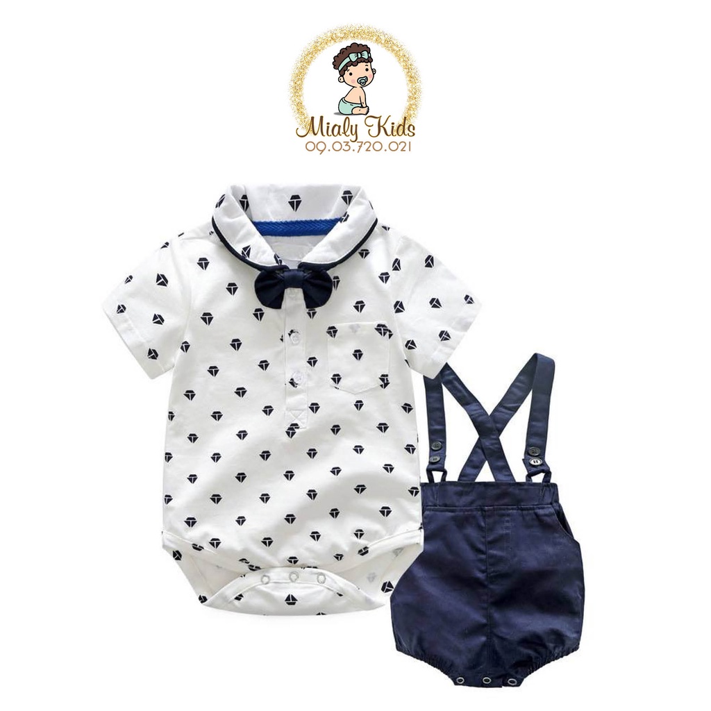 Set Bộ quần áo yếm công tử Mialy Kids siêu đáng yêu cho bé trai (6-15kg) - chất cotton đứng dáng